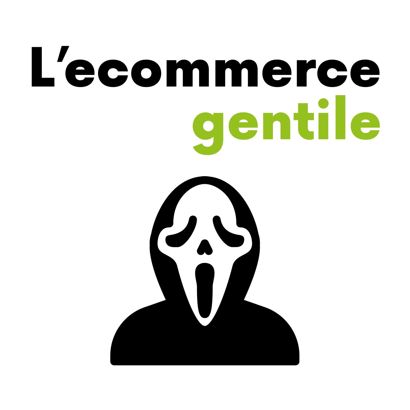 copertina dell'episodio con logo testuale "L'ecommerce gentile" e l'icona della maschera di scream sotto.