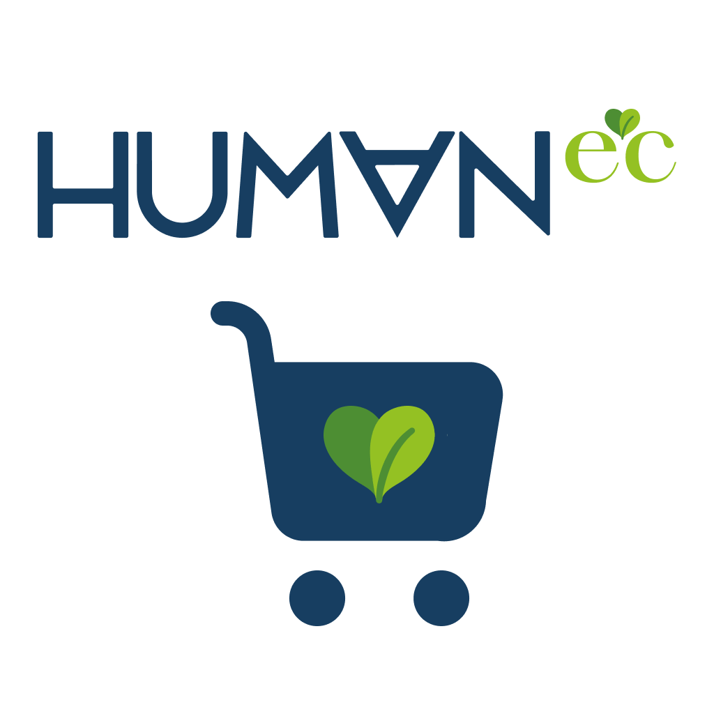 Logo di Humanec con un'icona del carrello che rappresenta la vendita ecommerce